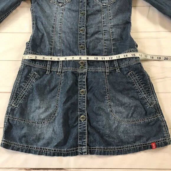 EDC Women Medium Blue Denim Long Sleeve Mini Dress - Picture 9 of 11